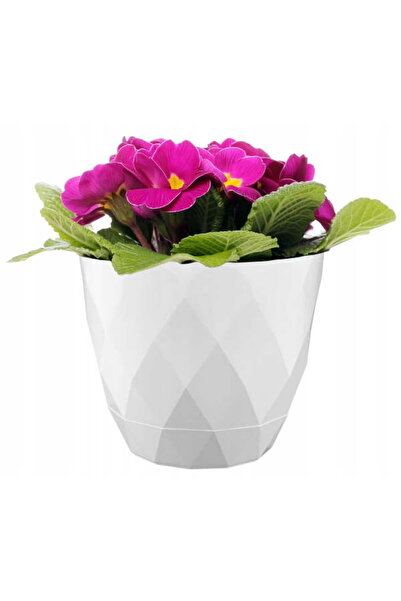 Other Ghiveci de flori cu capac din plastic alb 153x175cm și farfurie