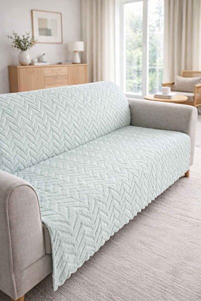 Decomia Home Terry Kabartmalı Yumuşak Tüylü Koltuk Örtüsü Çok Amaçlı Koltuk Şalı Kaymaz Süngerli (165x205 cm)