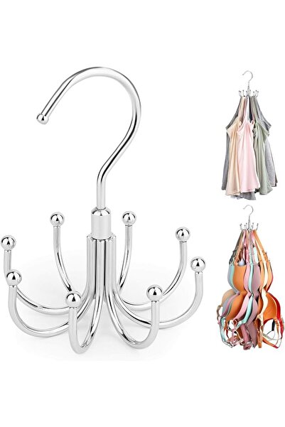 Arabest Large-capacity 24 rotatable metal space-saving hangers, sports bra storage, silver one-piece