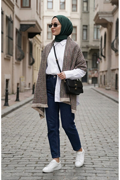 sefamerve شال الكتف 1106-02 رمادي بيج