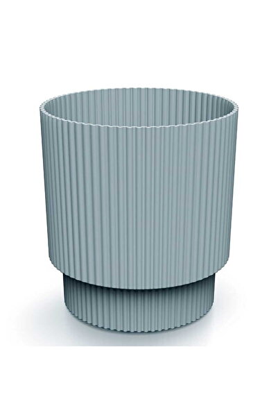 Other Doniczka jasnoszara prążkowana plastikowa 15,7x14,6 cm dekoracyjna Mill...
