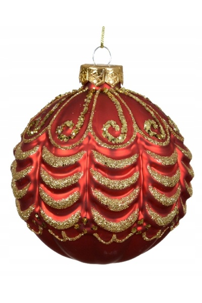 Other Glob de sticlă pentru bradul de Crăciun, roșu, 10 cm, cu design cu scli...