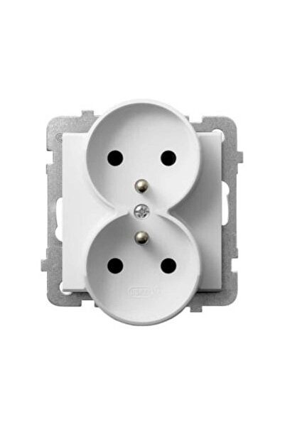 OSPEL Priză dublă Sonata albă cu împământare 2x2P+Z fără ramă