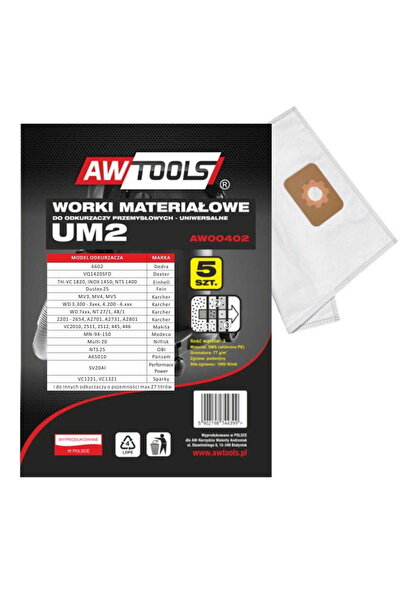 AwTools SACI MICROFIBRA, set 5, UM2, MAKITA VC2010/2511/2512/445/446