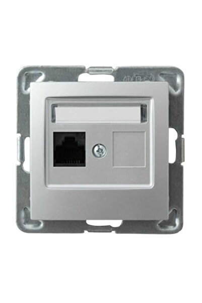 OSPEL Priză simplă de calculator Impresja argintie tip T cat. 5e fără ramă