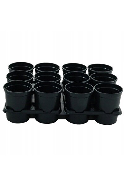 Other Doniczka plastikowa okrągła czarna 12 szt + paletka