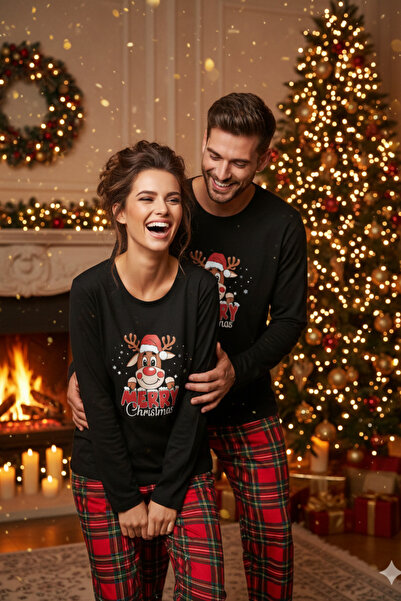 ELİTOL Set de pijamale de Anul Nou din bumbac și piele intoarsa