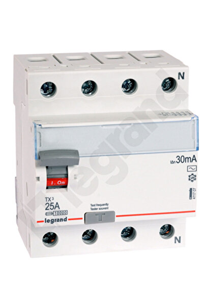 Legrand 4P 25A 0.03A differential circuit breaker type AC P304 TX3 411707
