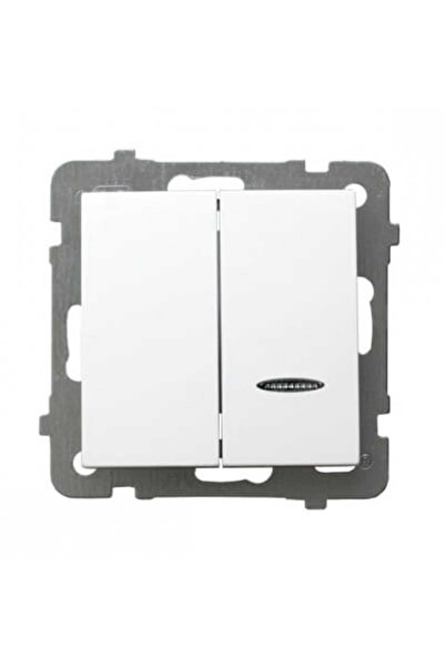 OSPEL Întrerupător candelabru alb cu două grupuri, cu iluminare din spate, fă...