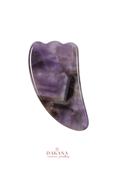 DAKANA JEWELLERY Sertifikalı Ametist Kaz Ayak Gua Sha Yüz Masaj Taşı