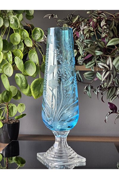 FERMATO مزهرية مصنوعة يدويًا باللون الأزرق