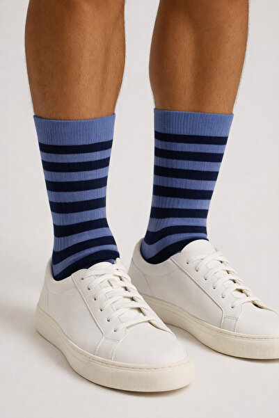 Katia&Bony Men's Thick Striped Socks Blue
