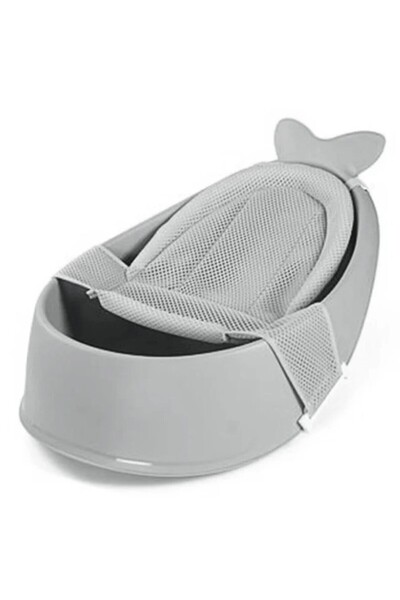 Little Mom Grey Splashy Whale Tub baby bathtub, ergonomic design, with drain plug, carl