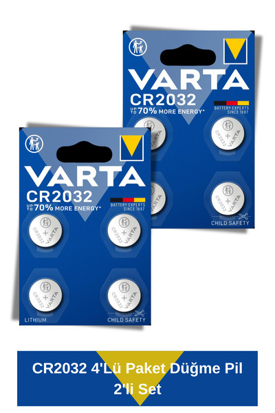 Varta CR2032 4'Lü Paket Düğme Pil 2'li Set