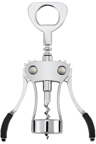 Arabest فتاحة زجاجات، فتاحة زجاجات منزلية متعددة الوظائف، مفتاح حلزوني مجنح من سبائك الزنك شديد التحمل، فضي