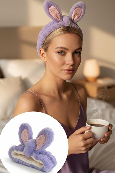 TAKIŞTIR Mor Renk Kulak Detaylı Peluş Saç Bandı