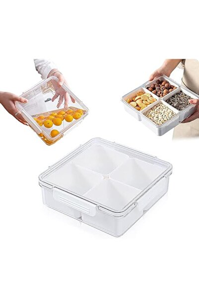 Arabest صينية تقديم مقسمة بغطاء، طبق تقديم قابل للإزالة، حاويات تخزين طعام بأ...