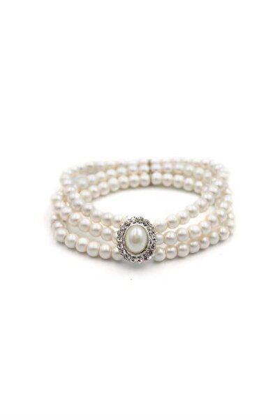 Royaleks Pearl Rubber Bracelet - Silver