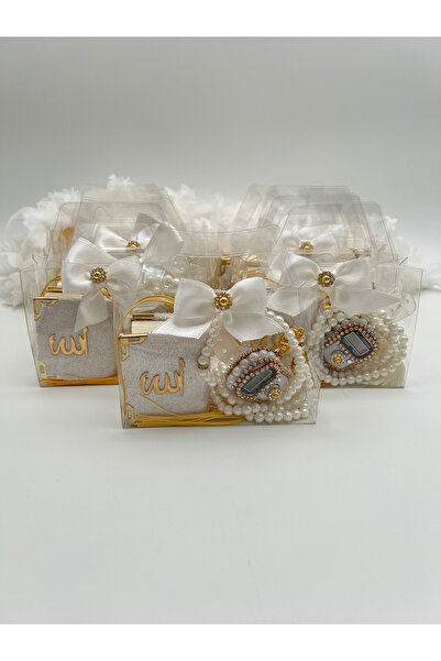 LenaToptan 10 Adet Çanta Görünümlü Kutu İçinde Mini Kuran, İnci Tesbih ve Taş...