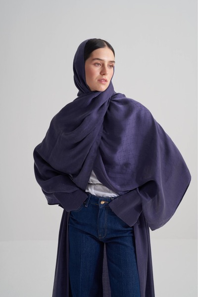 moreno silk Morcivert Cupro Jakar Geometrik Şal