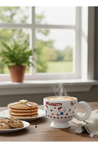 Generic A coffee and tea mug with a cute Hello Kitty cartoon design.