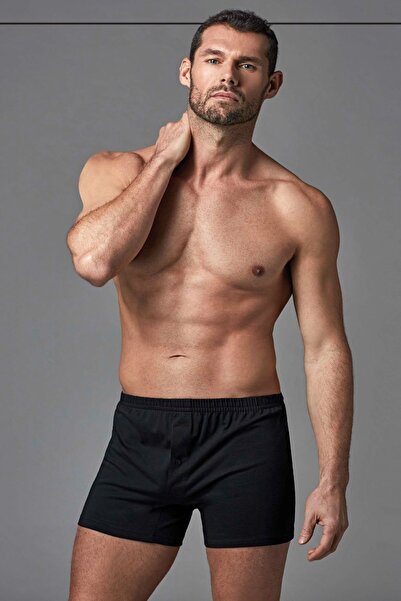 Dagi 1220 Erkek 2'li %100 Pamuk Penye Boxer-Siyah