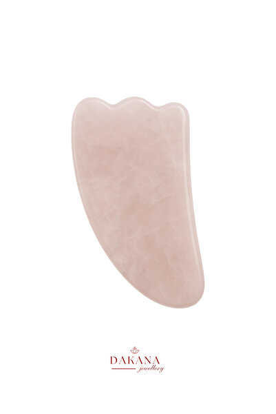DAKANA JEWELLERY Sertifikalı Pembe Kuvars Kaz Ayak Gua Sha Yüz Masaj Taşı