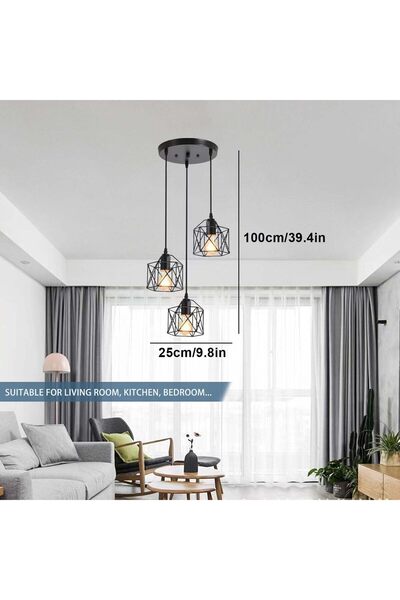 AUTOYSUR مصابيح معلقة بثلاثة أضواء، ثريات ريفية عتيقة، مصباح سقف