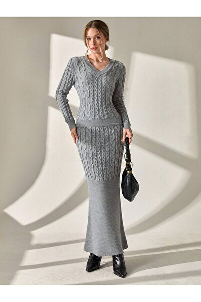 TOFAN TRİKO SET OVERSIZE DETALIAT CU TRICOTAT