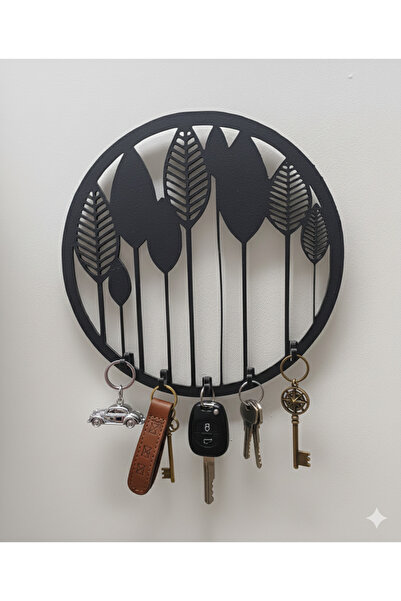 MK butik Leaf Patterned Wooden Keychain Hanger |   Wall Mounted Key Organizer