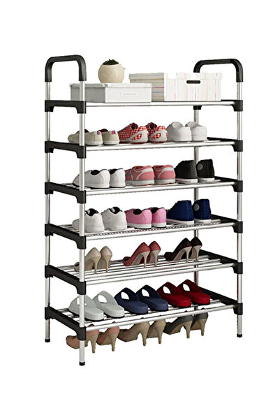 dida-cosmos 6-Layer Storage Shoe Rack Silver/Black 110x60x26cm