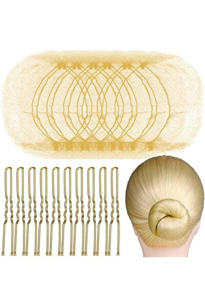 Arabest Hair Nets Invisible Elastic Edge Mesh and Bobby Pins Set,20PCS Hair Nets and 40 Pieces U Shaped Pins
