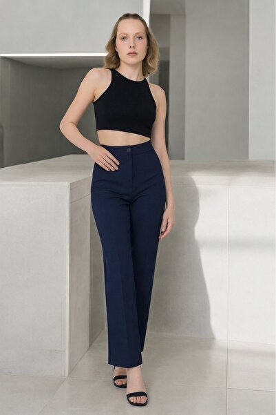 HAKKE Yüksek Bel Düz Paça Kumaş PANTOLON