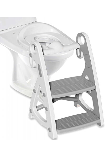 Little Mom Reductor WC copii StepUp Baby Grey, reglabil pe inaltime, cu manere ergonomice, colac moa