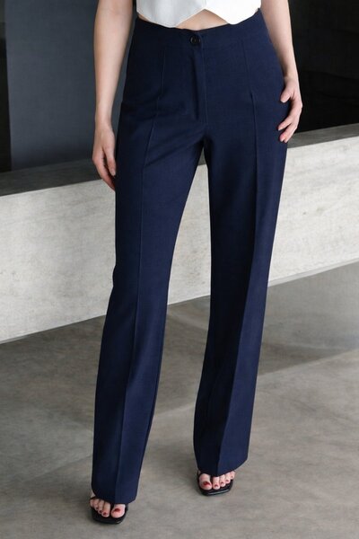 HAKKE Yüksek Bel Düz Paça Kumaş PANTOLON