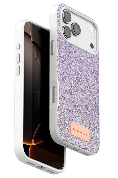 ONEGIF غطاء LVSQVR لهاتف آيفون 17 برو بلون فضي لامع (120315) - أرجواني