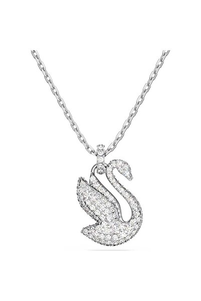 Swarovski Swan Kolye, Kuğu, Orta, Beyaz, Rodyum kaplama