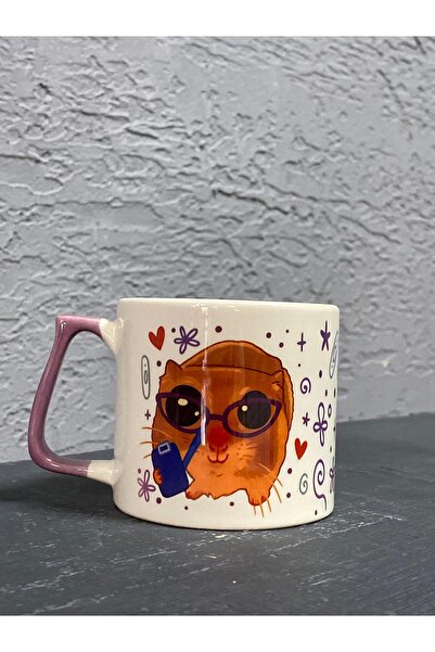 Kırtasiye Ofisi هامستر حزين وحزين - المهنة: عالم النفس، كوب هدية للمكتب بمقبض...