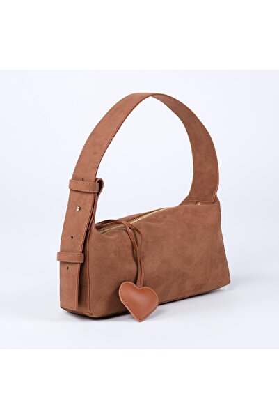 KlasBazaar Ayarlanabilir Askılı Taba Süet Omuz Çantası