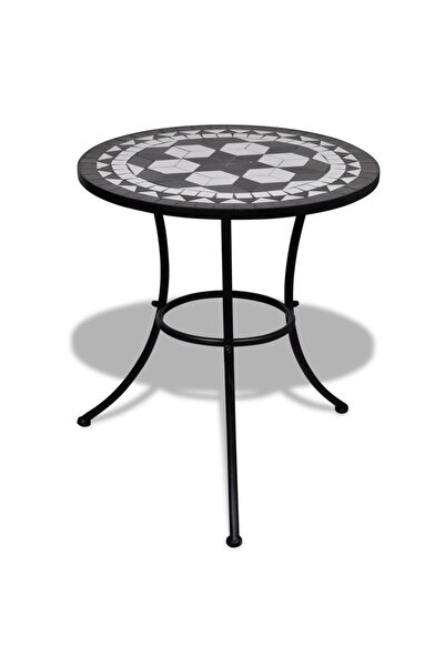 vidaxl Bistro Table Black and White 60 cm Mosaic