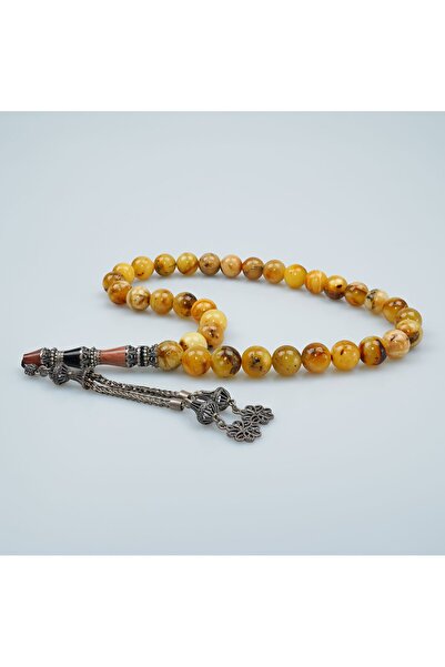 vovoyo Küre Kesim Fosilli Damla Kehribar Tesbih Gümüş Nakkaş İmame