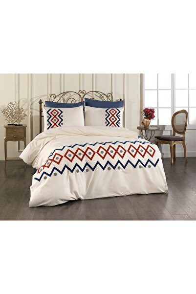 AYS DEKOR Puff Embroidered Double Duvet Cover Set 100% Cotton