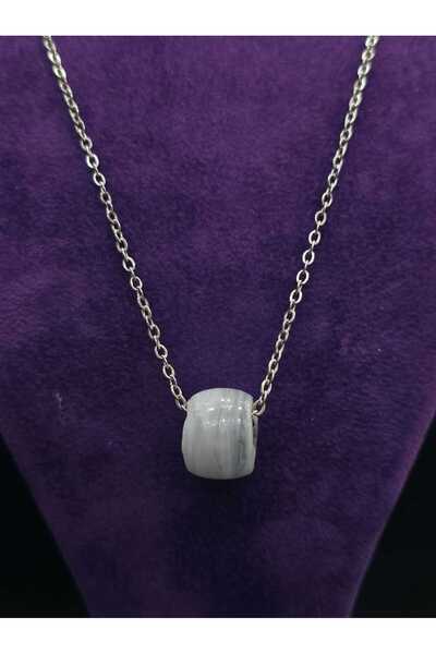 sarıyer silver Glass Engraved Minimal Stylish Style Luck Necklace Design Suitable for Daily Use Steel Necklace