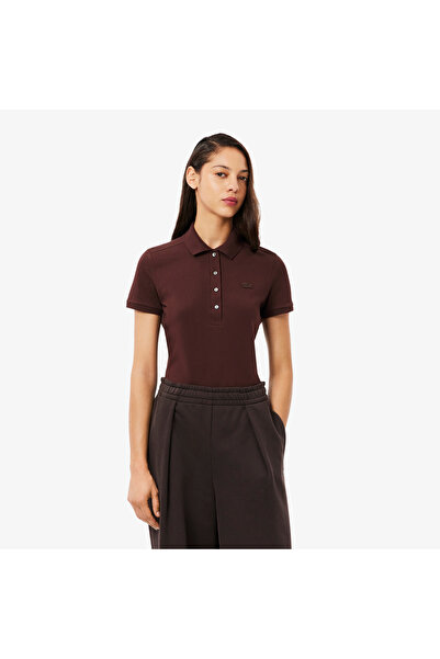 Lacoste L.12.D Kadın Slim Fit Bordo Polo