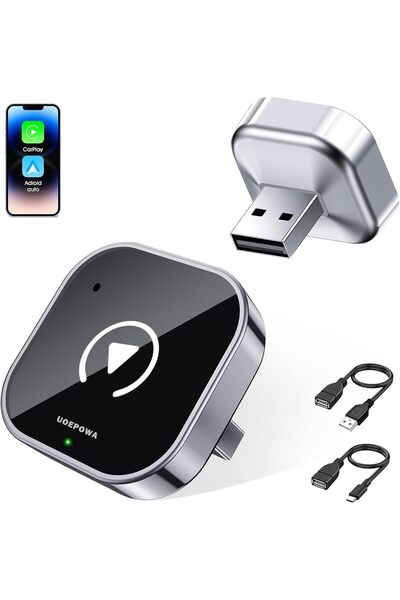 UOEPOWA 2-in-1 Wireless CarPlay & Android Auto Adapter