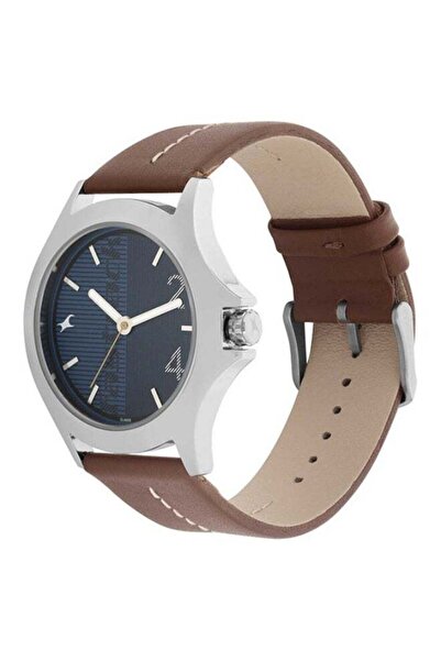 FASTRACK Elegant Analog Watch with Blue Dial and Brown Leather Strap for Men