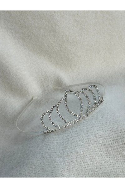 artistik bijuteri Stone Princess Tiara Bride Henna Silver Color Crown