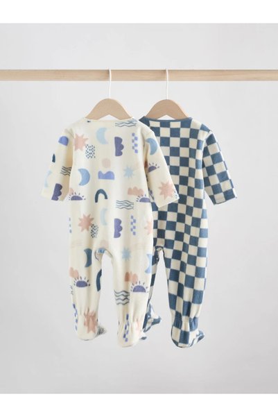Next Baby 100% Organic Cotton Blue Moon Figure Patterned Double Zippered 2-Piece Fleece Sleeping Bag Alyaw3064