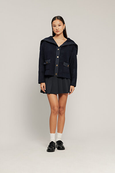 Nisan Mendeli Collar Jeans-Decorated Knitwear Cardigan