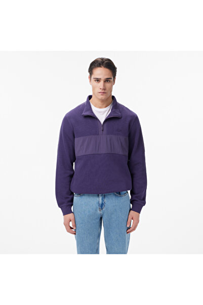 Lacoste Erkek Classic Fit Yarım Fermuarlı Mor Sweatshirt